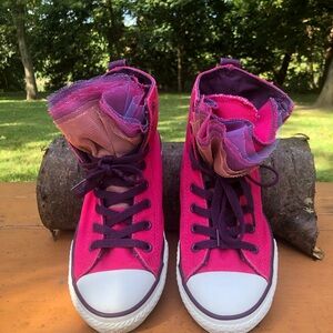 Pink and Purple High-Top Sneakers